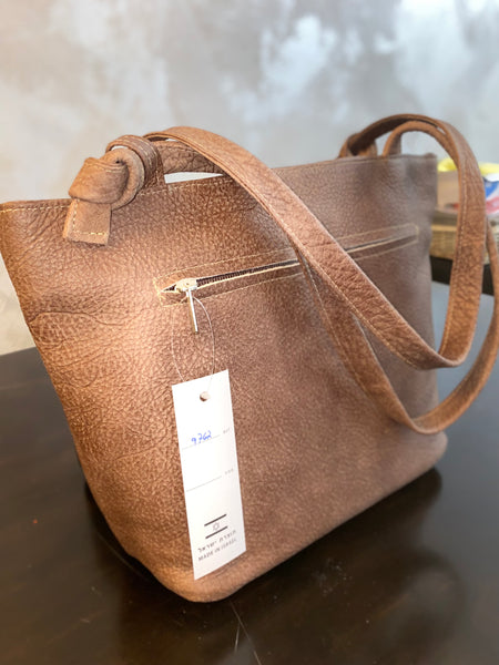 Brown/ black tote bag. Functional Leather Tote . Laptop bag . - Avi Algrisi