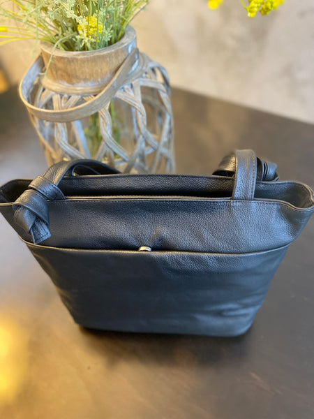 Brown/ black tote bag. Functional Leather Tote . Laptop bag . - Avi Algrisi