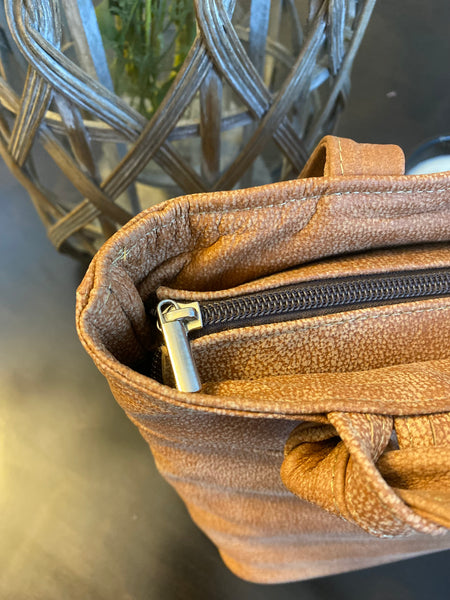 Brown/ black tote bag. Functional Leather Tote . Laptop bag . - Avi Algrisi