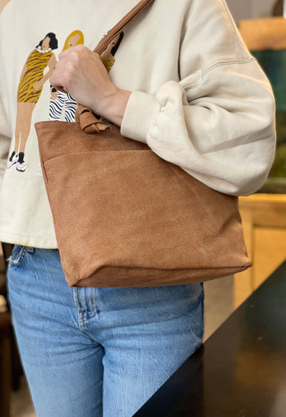 Brown/ black tote bag. Functional Leather Tote . Laptop bag . - Avi Algrisi