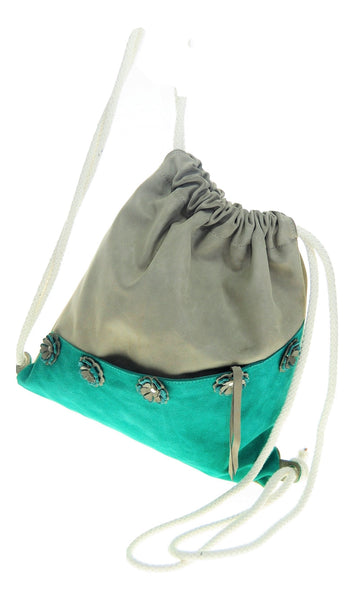 Leather floral backpack with  zipped outer pocket. - Avi Algrisi