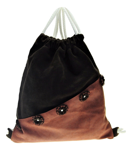 Leather floral backpack with  zipped outer pocket. - Avi Algrisi