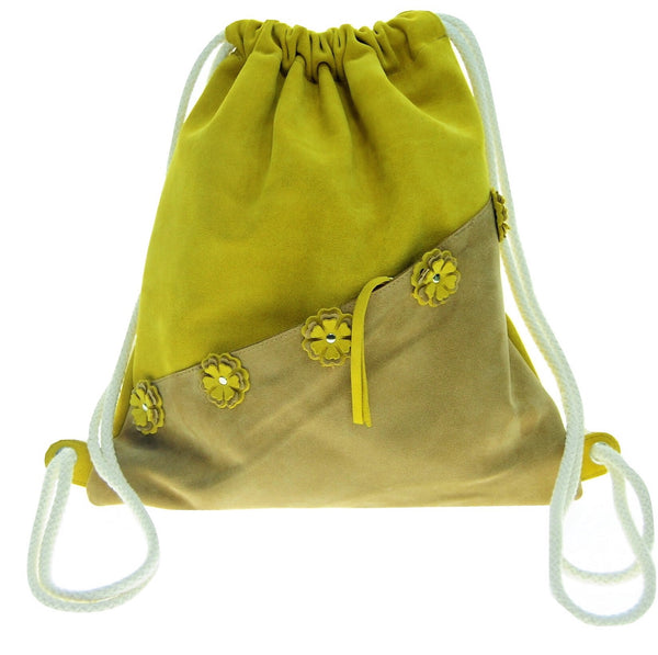 Leather floral backpack with  zipped outer pocket. - Avi Algrisi