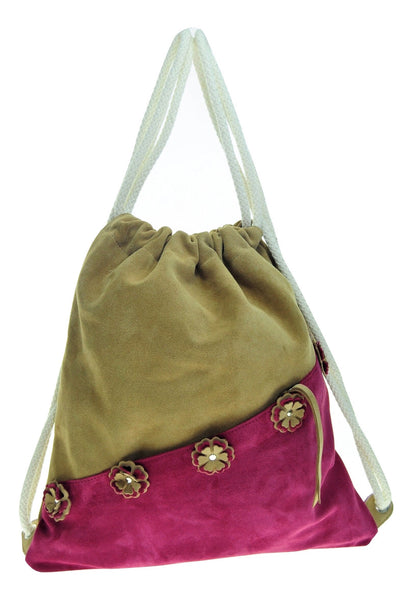 Leather floral backpack with  zipped outer pocket. - Avi Algrisi