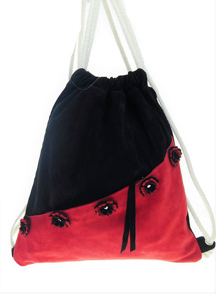 Leather floral backpack with  zipped outer pocket. - Avi Algrisi