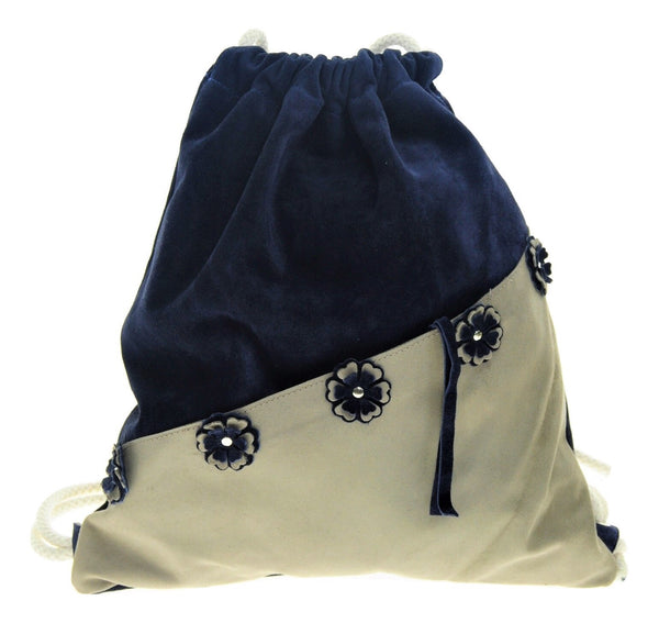 Leather floral backpack with  zipped outer pocket. - Avi Algrisi