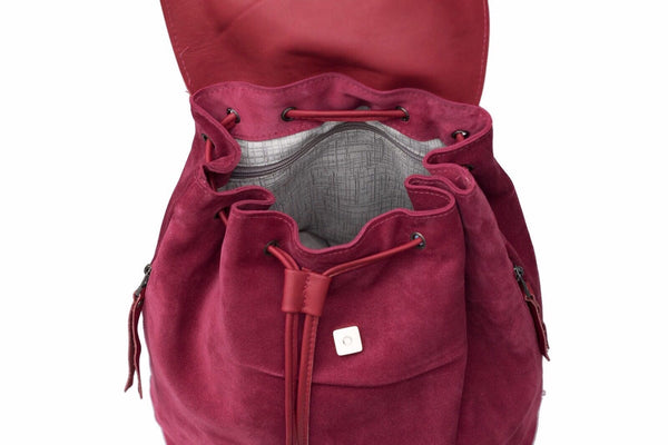 Leather Backpack - Red Suede in Leather - Avi Algrisi