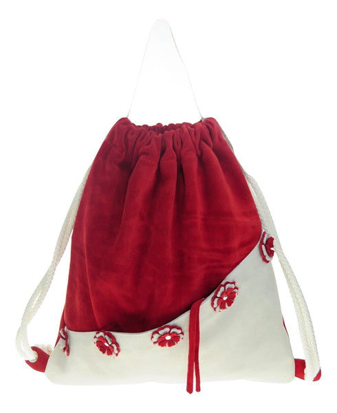 Leather floral backpack with  zipped outer pocket. - Avi Algrisi