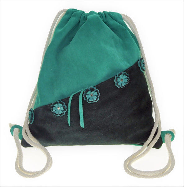 Leather floral backpack with  zipped outer pocket. - Avi Algrisi