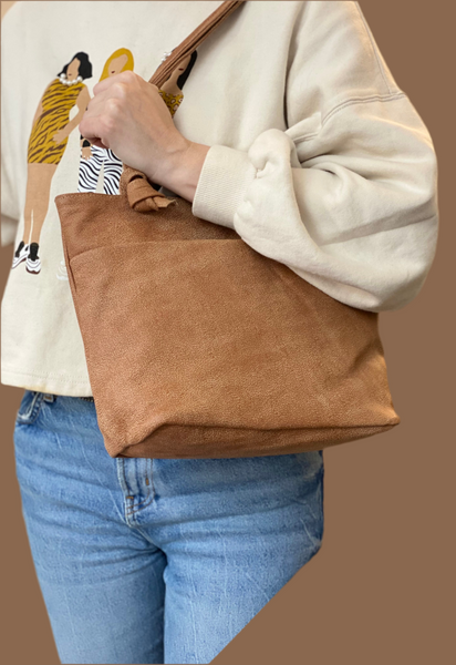 Brown/ black tote bag. Functional Leather Tote . Laptop bag .