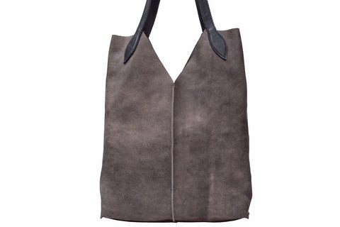 Tote Bag / Gray Shoulder Bag with black handles/ with an adjustable zip purse - Avi Algrisi