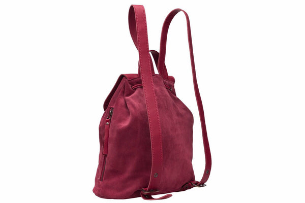 Leather Backpack - Red Suede in Leather – Avi Algrisi