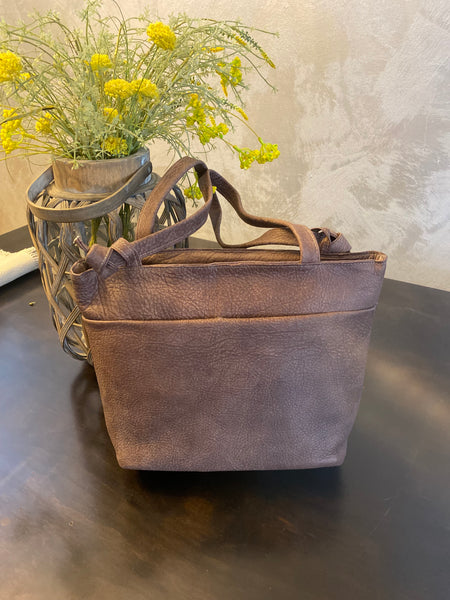 Brown/ black tote bag. Functional Leather Tote . Laptop bag . - Avi Algrisi