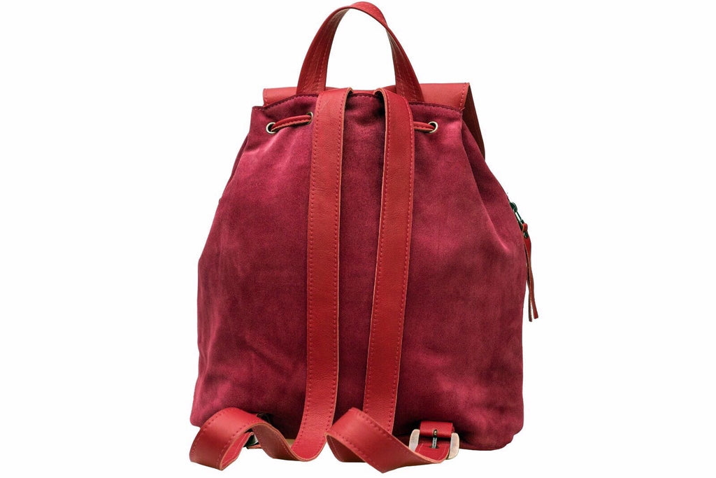 Leather Backpack - Red Suede in Leather – Avi Algrisi
